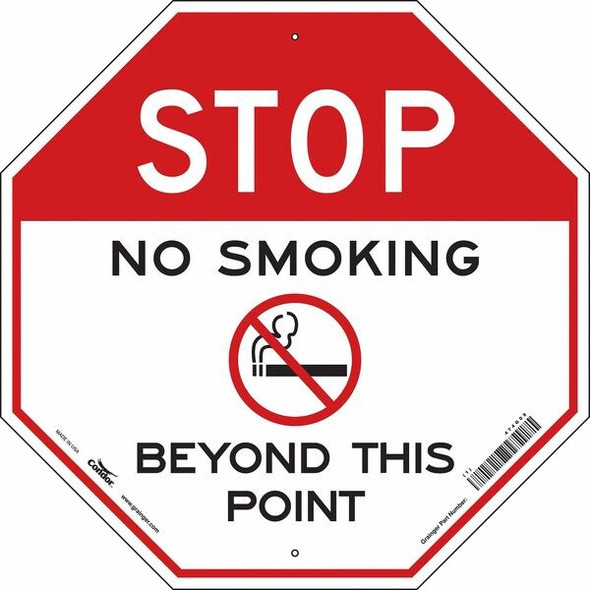 No Header, No Smoking Beyond This Point, 24 in W x 24 in H, Square, Aluminum