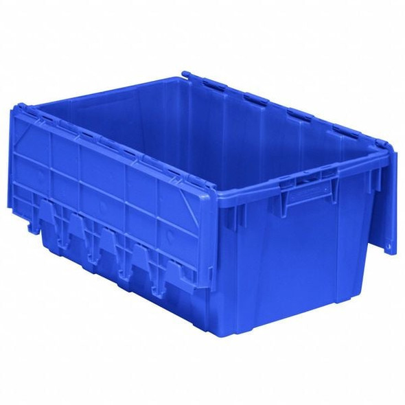 Attached Lid Container, 16.83 gal Volume Cap., 27 in L, 17 in W, 12 1/2 in H, Plastic, Blue
