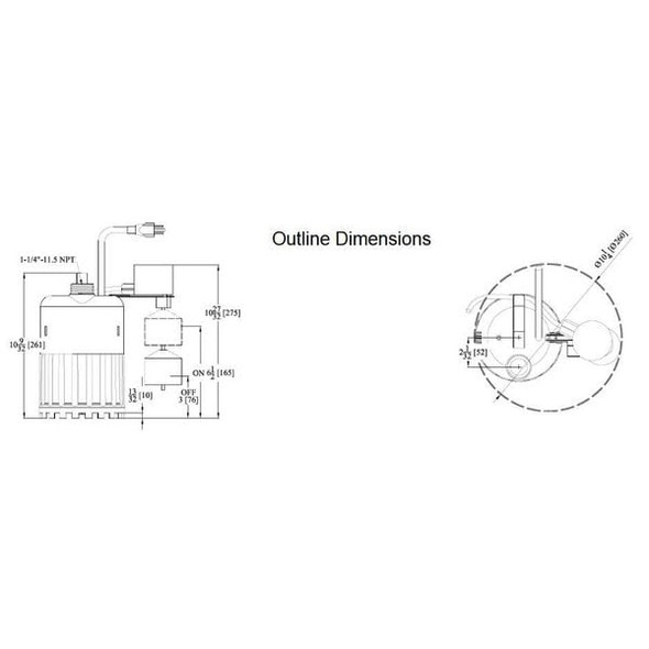 Dayton 1/3 HP 1-1/4" M Submersible Sump Pump 120V AC Vertical 3YU70