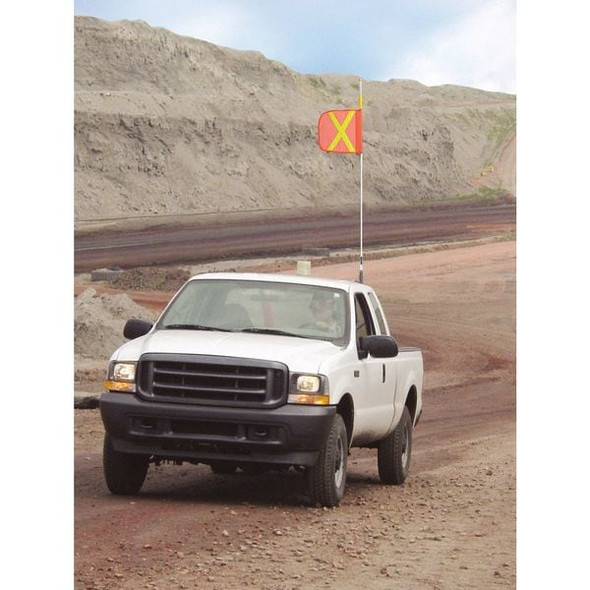 Checkers Warning Whip Flag Reflexite X, Orange, Nylon Mesh, Mounting Clip FS9025-16-O