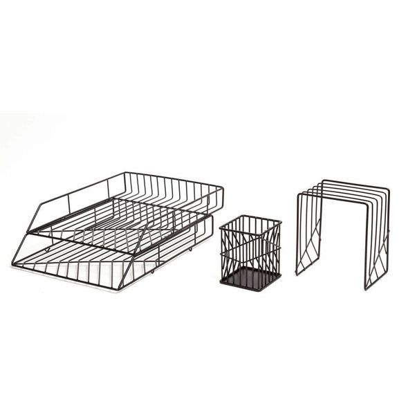 U Brands Vena Desktop Organization Kit - Metal - Black - 1 Each