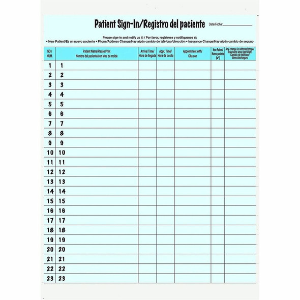 Tabbies  Patient Sign-in Form 14541