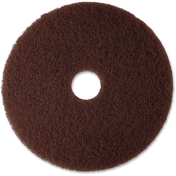 3M Brown Stripper Pad 7100 - 20" Diameter - Fiber - Brown - 1 Carton