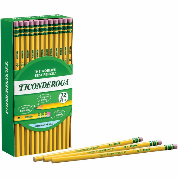 Ticonderoga No. 2 Pencils - #2 - Yellow Cedar Barrel - 1 Box