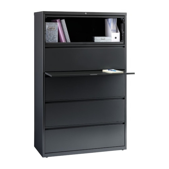 Hirsh 42" W 5 Drawer Lateral File Cabinet, Charcoal,  A4-Legal-Letter 17651