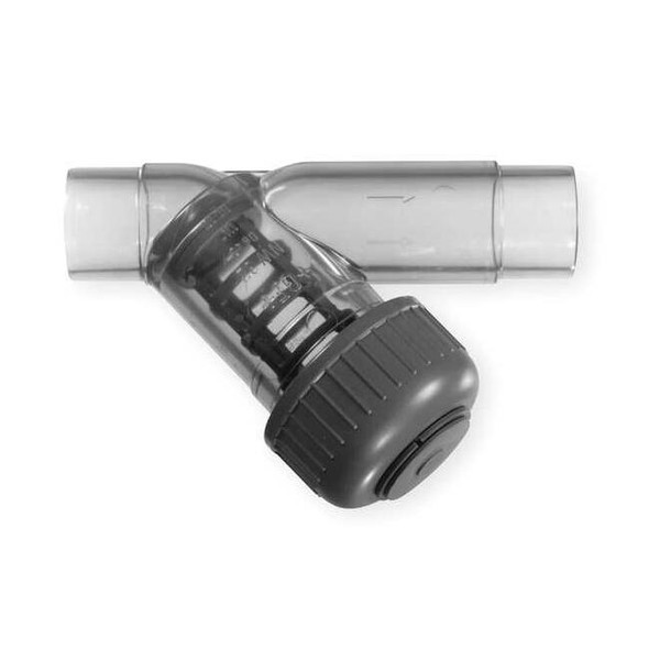 Y Strainer, 3/4" Pipe, Spigot, PVC, 150 psi at 68 Degrees F