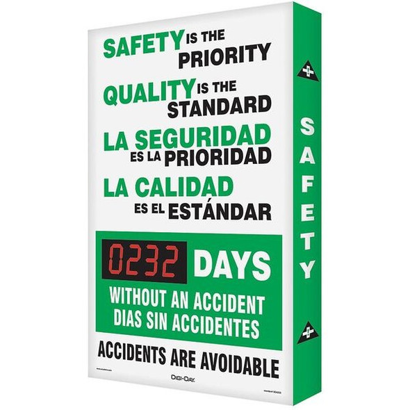 Accuform Electronic Safety Scoreboard, 28 in H x, 20 in W, Aluminum SBSCK117