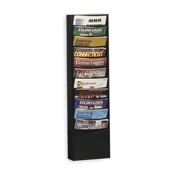 Durham Mfg Literature Rack 11 Compartments, 13-1/8"W x 4"D Black 405-08