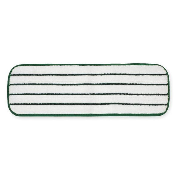 18 in L Flat Mop Pad, Hook-and-Loop Connection, Cut-End, Green, Microfiber, PK10