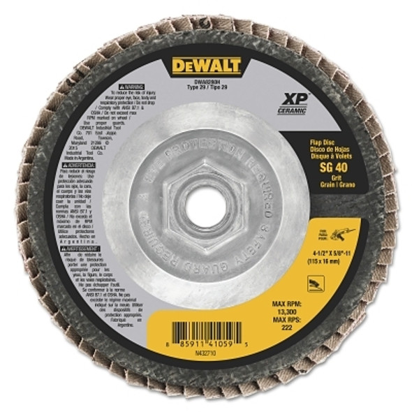 XP™ Ceramic Flap Disc, 4-1/2 in dia, 40 Grit, 5/8 in-11 Arbor, 13300 RPM, T29