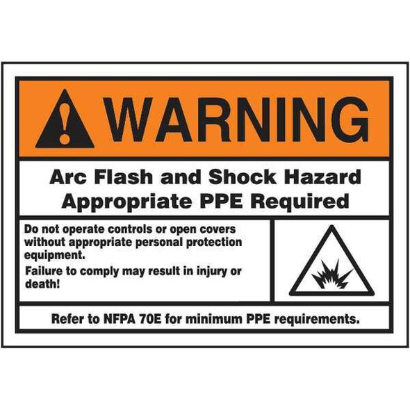Accuform Arc Flash Label,3 1/2 inx5 in,Vinyl LELC374 Accuform Arc Flash Label,3 1/2 inx5 in,Vinyl LELC374