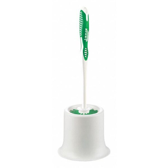 Libman Toilet Brush w/Caddy,14" L,Green/White 34