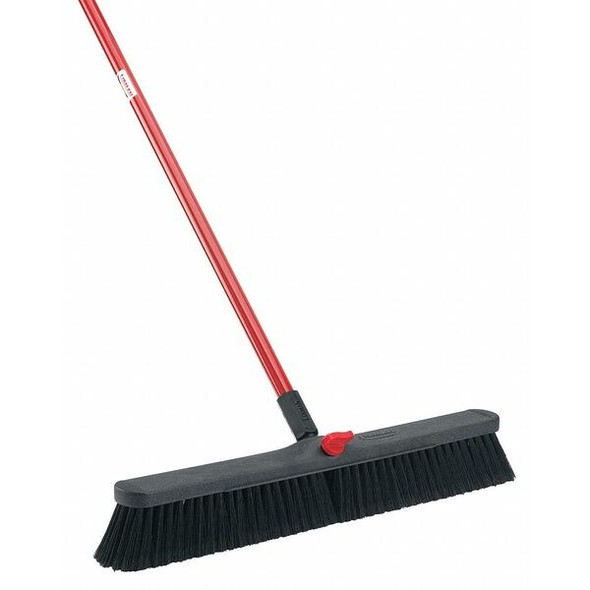 24 in Sweep Face Smooth Surface Push Broom, 3 in Bristle, 60 in L Red Handle