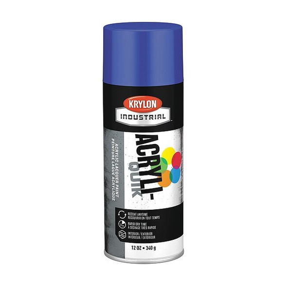 Krylon Industrial Spray Paint, True Blue, Gloss, Solvent, 12 oz K01910A07