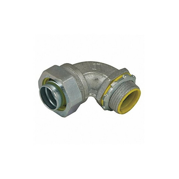 Conduit Fitting Connector, 1 in, Liquid-Tight, Steel, Electro Zinc Plated, Gray