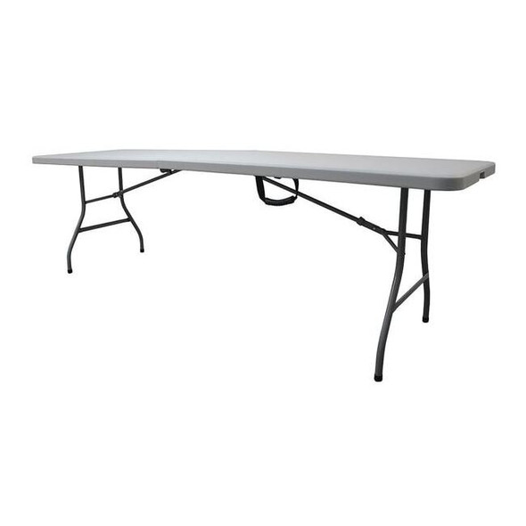 Rectangle Folding Table, 30" W, 96" L, 29" H, Blow Molded Polyethylene Top, Gray
