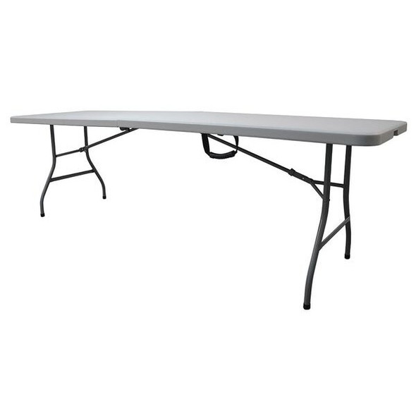 Rectangle Folding Table, 30" W, 96" L, 29" H, Blow Molded Polyethylene Top, Gray