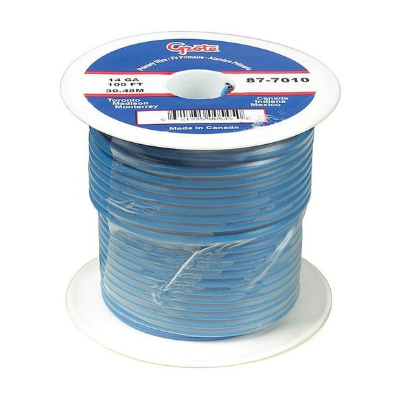 Primary Wire, GPT, 22 AWG, 1C C, Blue, PVC, Stranded, 60V, 100 ft.
