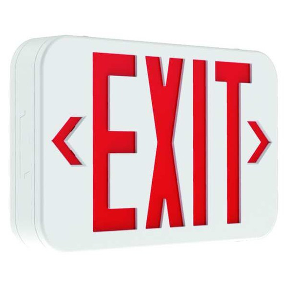 Exit Sign, White, 2 Face(s), LED, Wall/Ceiling Mount, Not Battery Powered