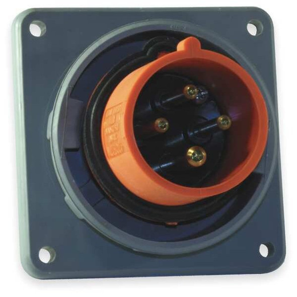 Hubbell Wiring Device-Kellems WT Pin and Sleeve Inlet,Orng,3P;4W,30 A HBL430B12W