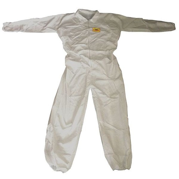 Condor Collared Disposable Coveralls, 2XL, White, zipper 30C571