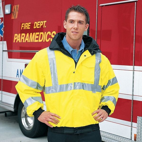 Occunomix Jacket,Bomber,Hi-Vis Yellow,3XL LUX-TJBJ-Y3X Occunomix Jacket,Bomber,Hi-Vis Yellow,3XL LUX-TJBJ-Y3X