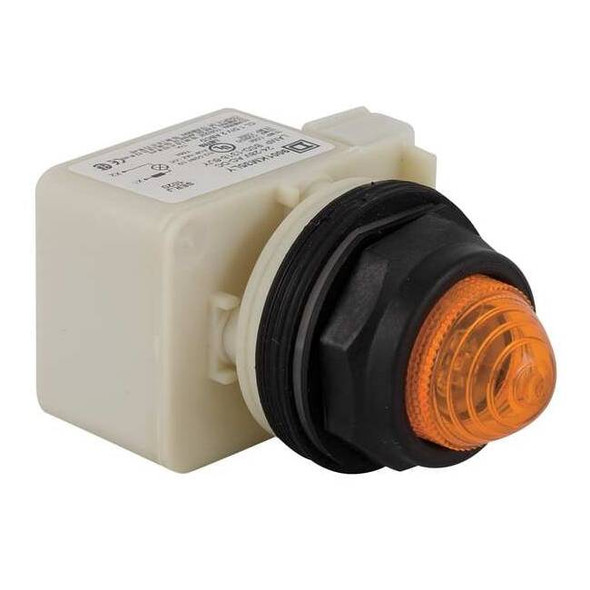 Schneider Electric Pilot Light Complete,Amber,LED 9001SKP38LYA9