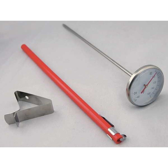 8" Stem Analog Dial Pocket Thermometer, -40 Degrees to 160 Degrees F