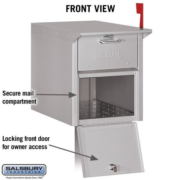 Salsbury Industries Mail Chest, Gray, Powder Coated, 1 Doors, Pedestal, - 4350SLV