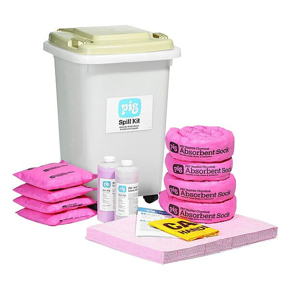 Spill Kit, 8 gal Volume Absorbed per Kit, 29 gal Capacity, Can, Clear, 25