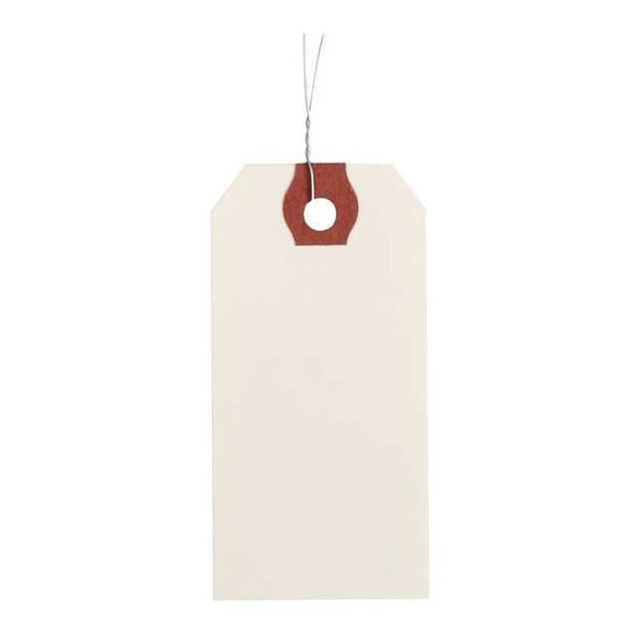 1-3/8" x 2-3/4" White Paper Wire Tag, Includes 12" Wire, Pk1000
