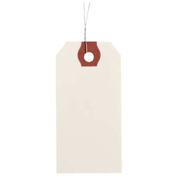 1-3/8" x 2-3/4" White Paper Wire Tag, Includes 12" Wire, Pk1000