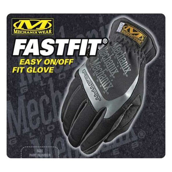 Mechanics Gloves, Clarino Synthetic Leather Palm, 8, Black