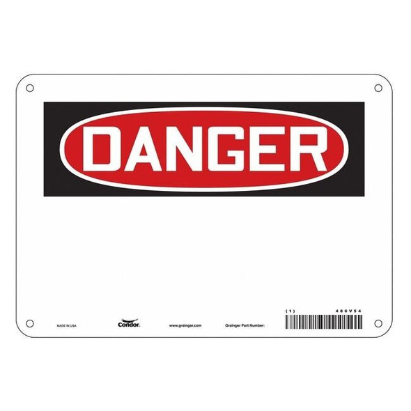 Condor Danger Sign, 10" W, 7" H, English, Plastic, White 486V54