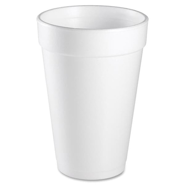 Dart Disposable Cup, Hot/Cold, Foam, 16 oz, White, PK1000 16J16