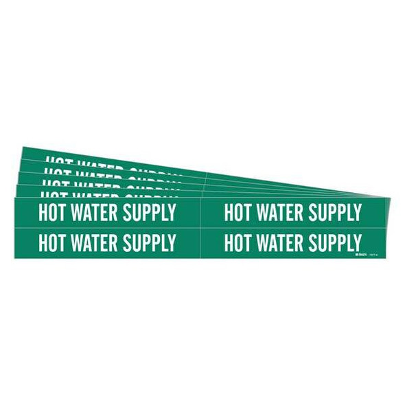 Brady Pipe Marker,Hot Water Supply,PK5 7377-4-PK