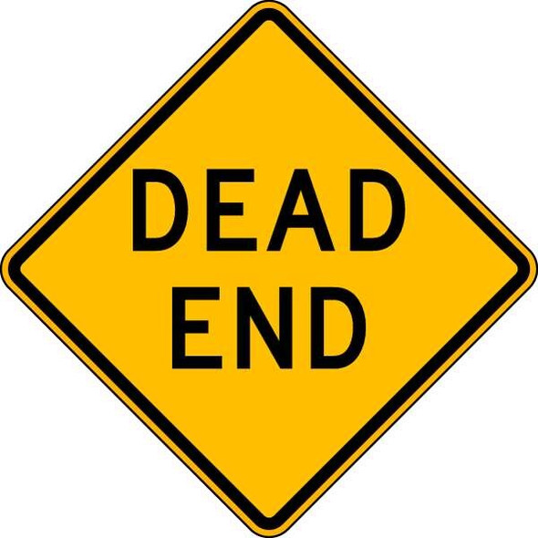 Dead End Traffic Sign, 24 in H, 24 in W, Aluminum, Diamond, English, W14-1-24HA