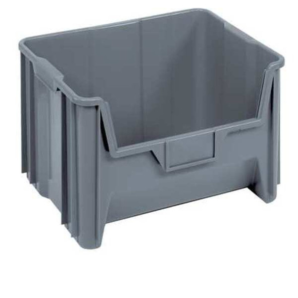 Storage Bin, Polyethylene, Gray, 12 1/2 in H, 19 7/8 in W, 15 1/4 in L