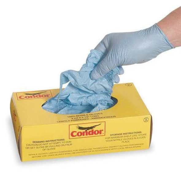 Disposable Gloves, Nitrile, Powder-Free, 5 mil, Blue, Small (Size 7), PK100  2XMA6