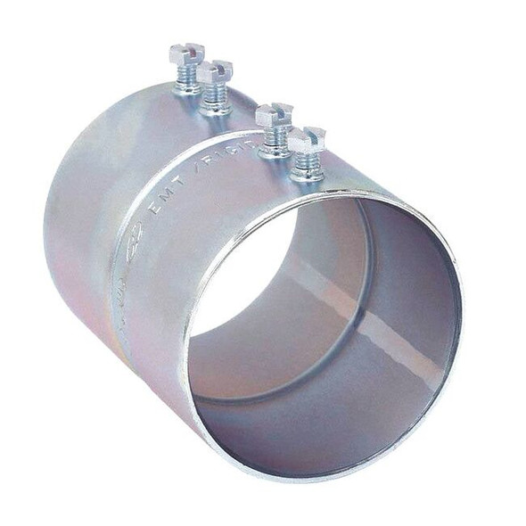 Raco EMT/IMC Coupling, 4 in, Set Screw, Steel, Plain, Gray 2156