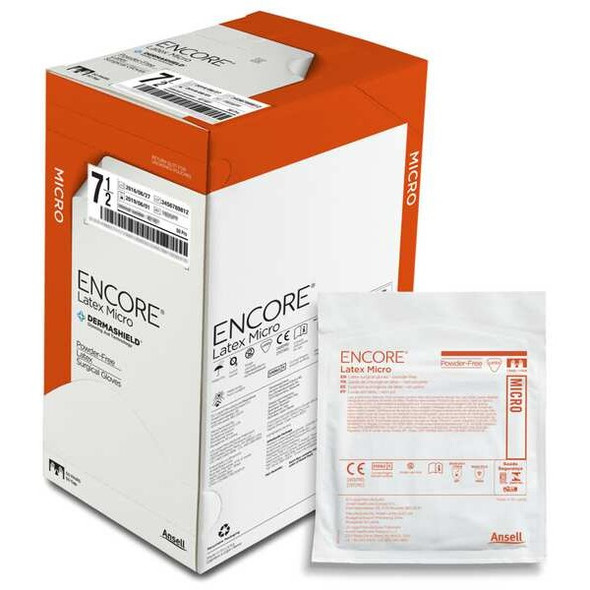 Encore, Disposable Gloves, 2.8 mil Palm, Latex, Powder-Free, 7, 50 PK, Brown
