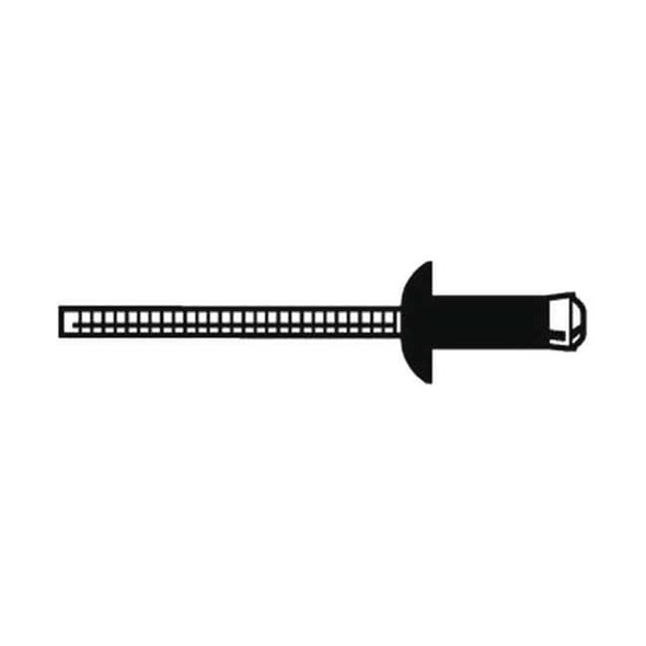 Blind Rivet, Dome Head, 1/4 in Dia., 9/16 in L, Stainless Steel Body, 100 PK