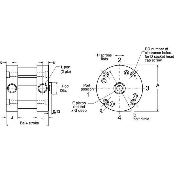 Speedaire Air Cyl., 2 in Bore Dia., 1/8 in NPT 5YCU7