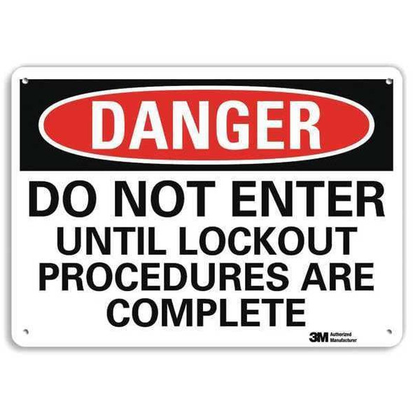 Danger Sign, 10 in Height, 14 in Width, Aluminum, Horizontal Rectangle, English