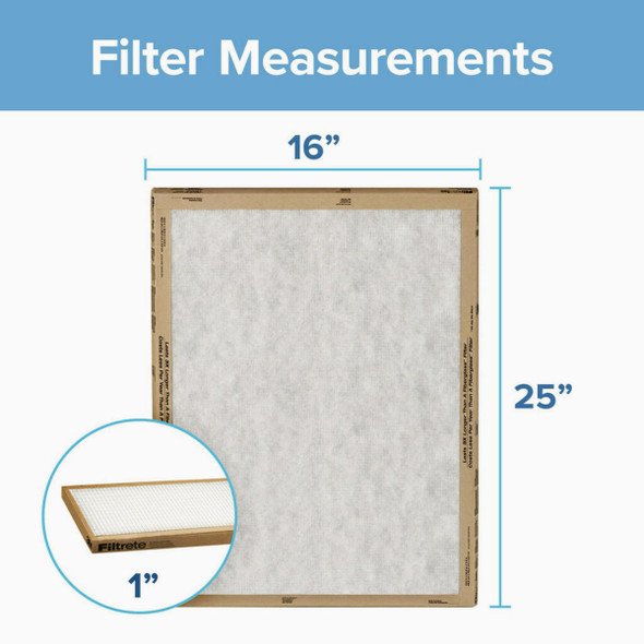 Filtrete 16 In. x 25 In. x 1 In. Basic MPR Flat Panel Furnace Filter, MERV 2 (2-Pack)