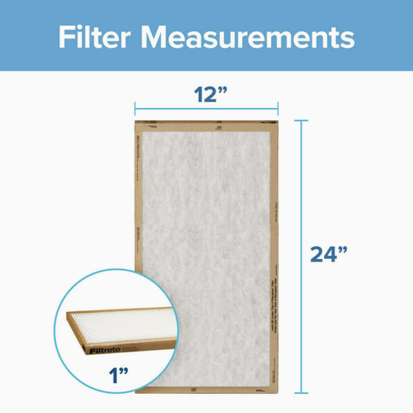 Filtrete 12 In. x 24 In. x 1 In. Basic MPR Flat Panel Furnace Filter, MERV 2 (2-Pack)