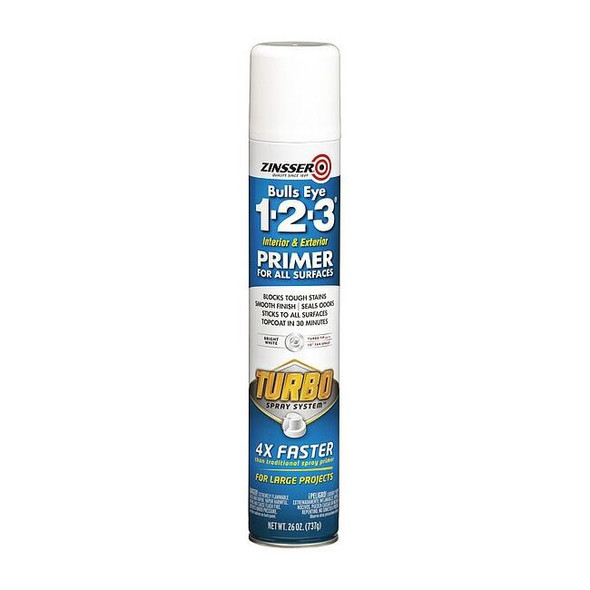 General Purpose Spray Primer, Be 1-2-3 Turbo White, Flat, Solvent, 26 oz.