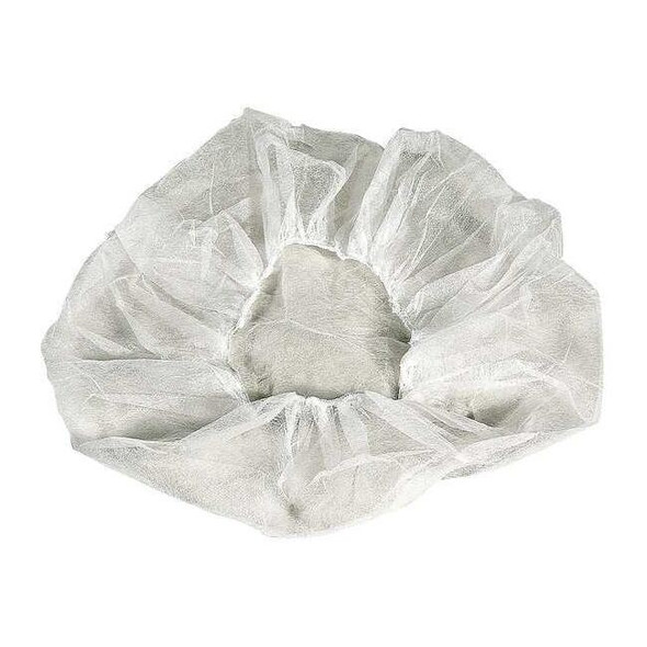 Bouffant Cap, Color White, Diameter 21 in, Latex-Free, Polypropylene, PK1000