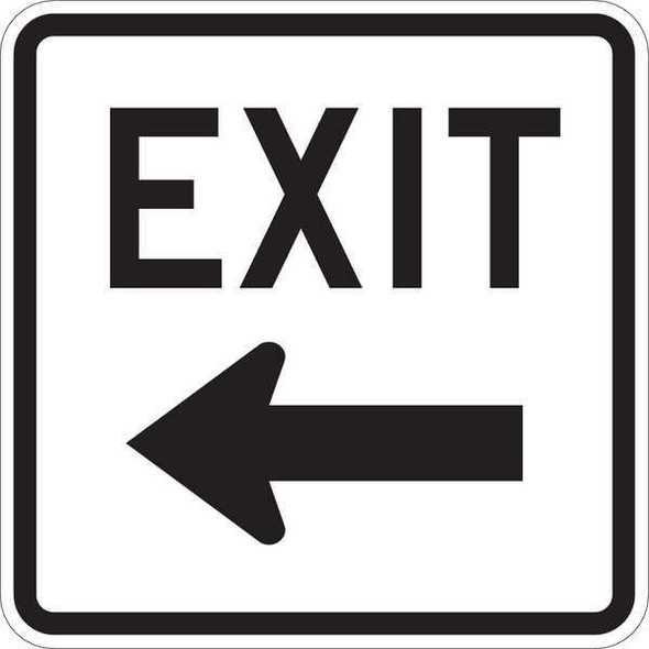 Exit Sign, Aluminum, 18" W, 18" H, Exit (Left Arrow), White
