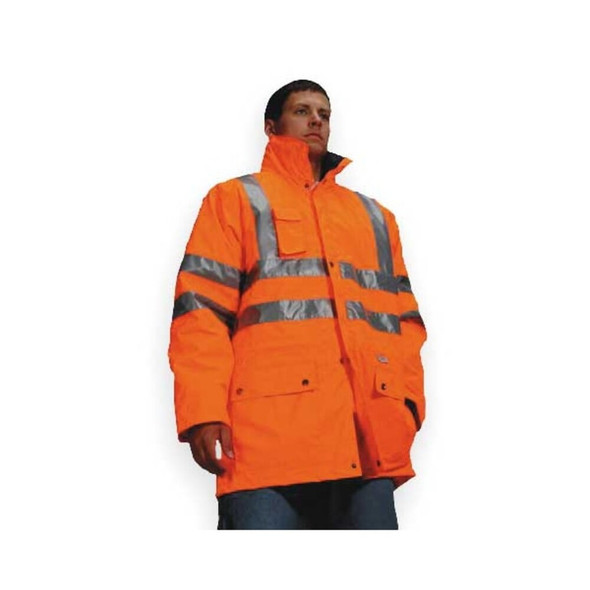 Ergodyne Hooded Jacket, Polyester, Class 3 Type R, Orange, 3XL 8385
